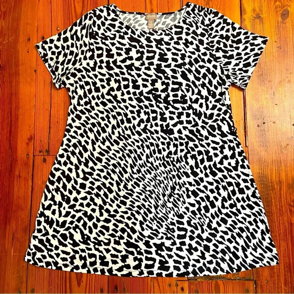 Chicos Animal Rain Knee-Length Shift Dress Size L/XL Stretch Oversized Flowy - Picture 10 of 11